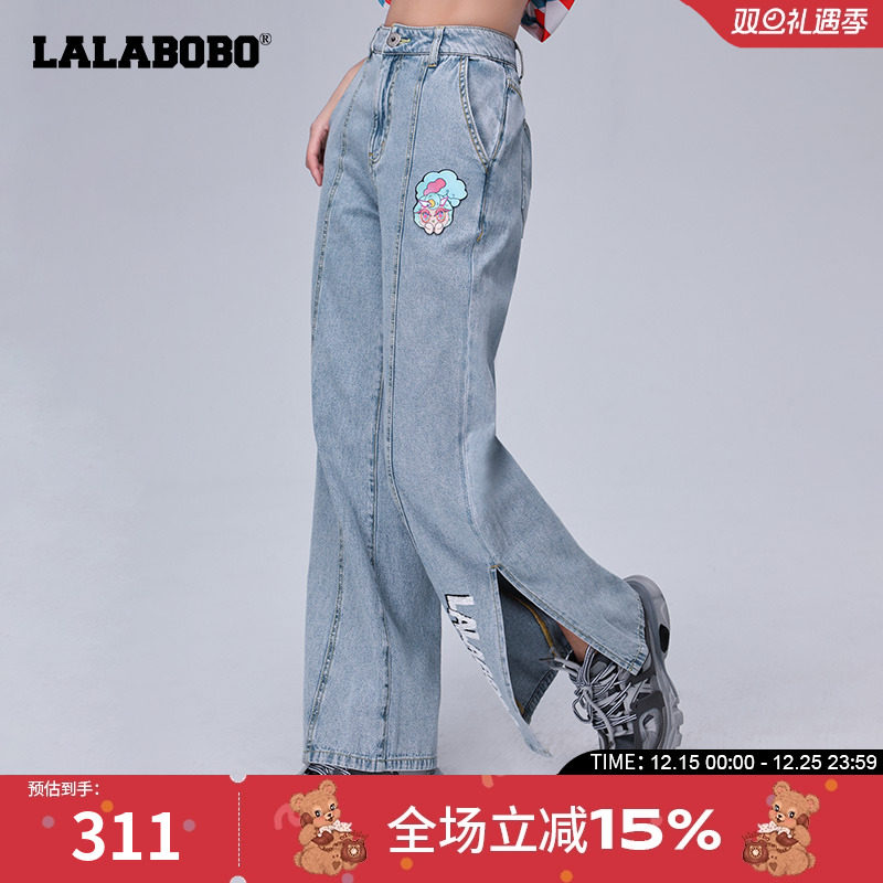 LABO纯棉直筒宽松显瘦水洗牛仔裤