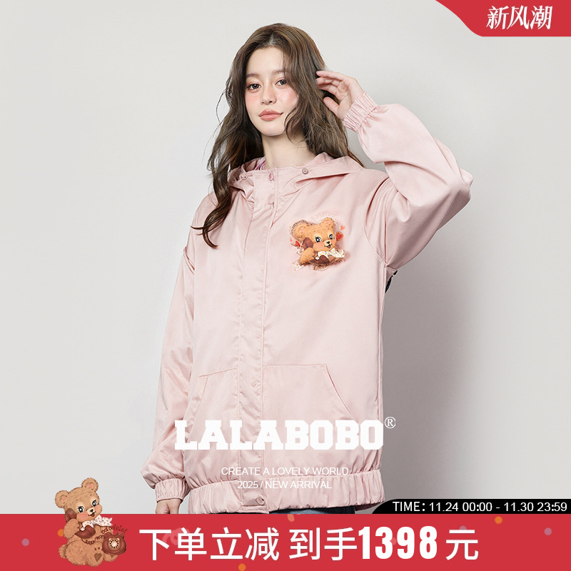 LALABOBO复古电话小熊棉夹克