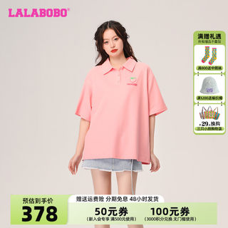 【设计师潮牌】LALABOBO23夏新美式宽松运动小众POLO领短袖T恤女