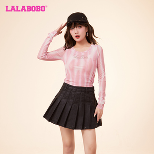 LBDA LALABOBO24春季 T恤女 宽松甜美可爱网纱套头长袖 WSDT27 新款