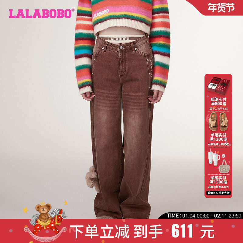 LALABOBO早秋新品可爱时尚瘫瘫兔高腰直角牛仔长裤女|LBCC-WXZC82,女装/女士精品,牛仔裤,淘宝优惠券,粉丝福利购,淘宝优惠卷