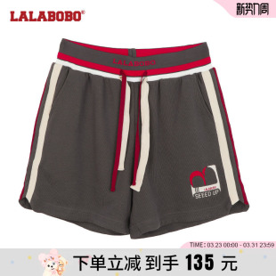 女LBCB LALABOBO2024夏季 休闲运动宽松抽绳短裤 美式 WXZD42 新款