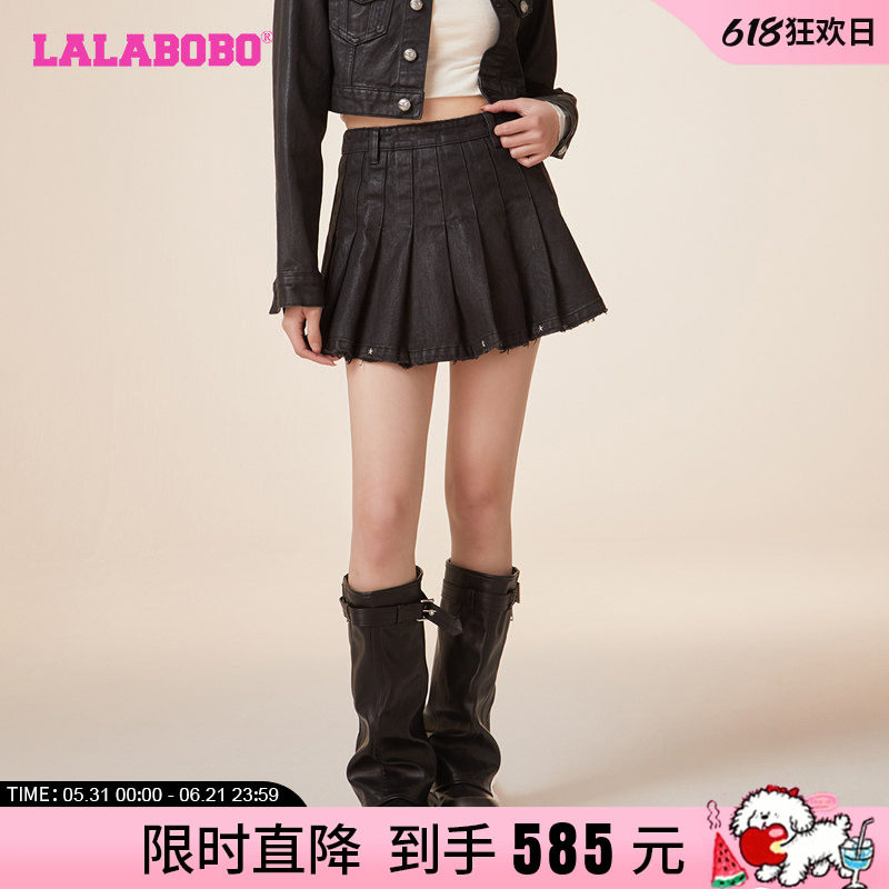 LALABOBO休闲简约牛仔半裙