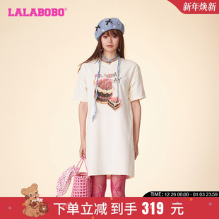 CBDB T恤连衣裙 WLZY11 圆领套头蛋糕图案长款 LALABOBO24早秋新品