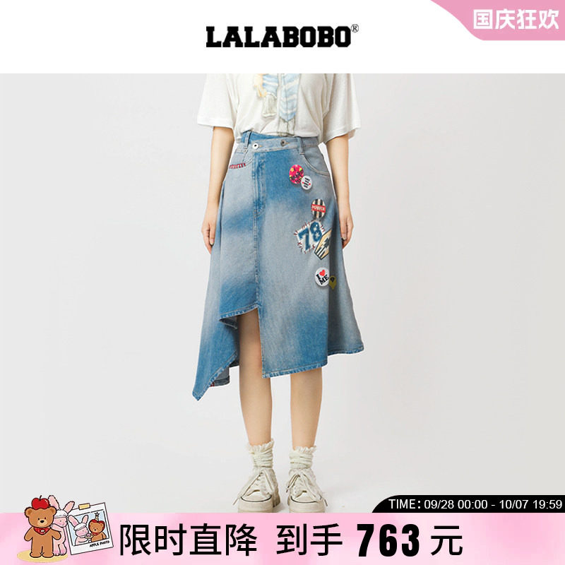 LABO膝下中腰牛仔半裙