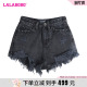 LBDB 女 WXZD11 复古休闲纯色高腰纯棉牛仔短裤 LALABOBO24早秋新款