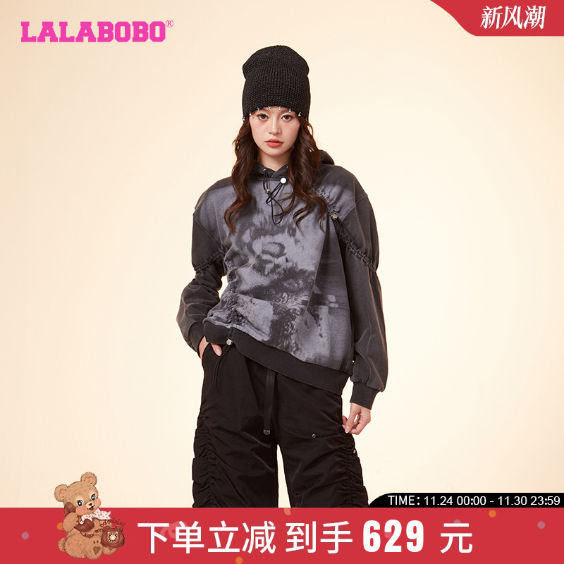 LALABOBO复古休闲连帽卫衣