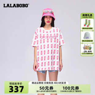 纯棉圆领字母水果印花短袖 设计师潮牌 LALABOBO2024夏新款 T女