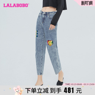 新款 LBCC 休闲百搭笑脸男友牛仔裤 女 WXZC18 长裤 LALABOBO2023夏季