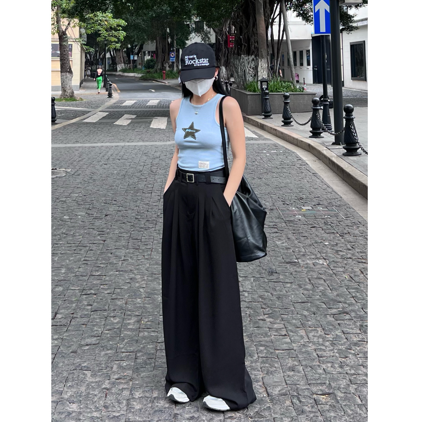 高腰阔腿裤长裤拖地西装裤