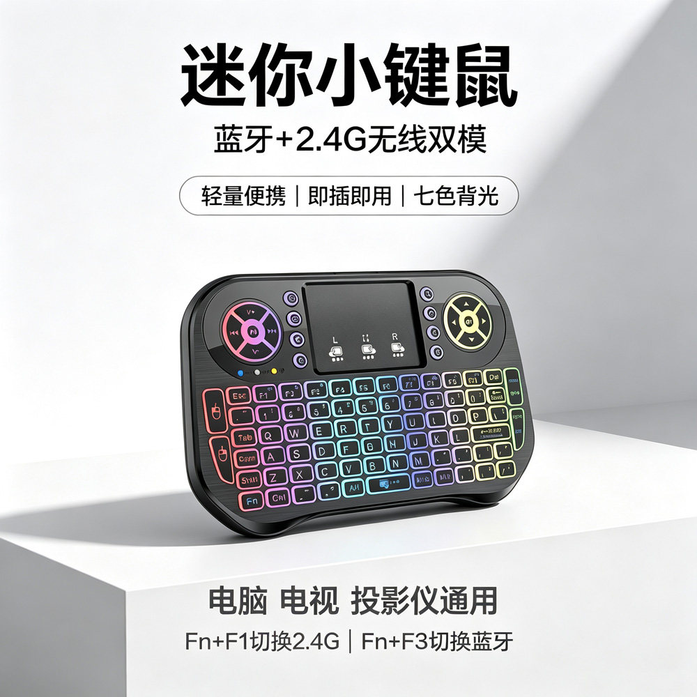 迷你蓝牙无线小键盘鼠标空中键鼠游戏手机电脑电视机顶盒遥控器