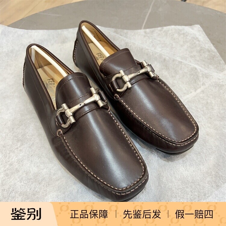 菲拉格慕男士商务休闲一脚蹬皮鞋