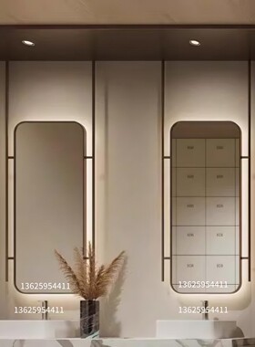 酒店会所卫生间浴室镜子方形悬空悬挂镜子天花板悬空吊镜吊杆镜子