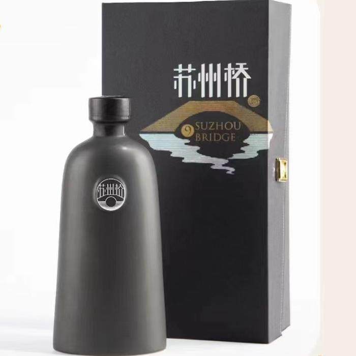 【正品】老字号苏州桥酒52度黑瓷瓶浓香型白酒纯粮食酒500ml高度