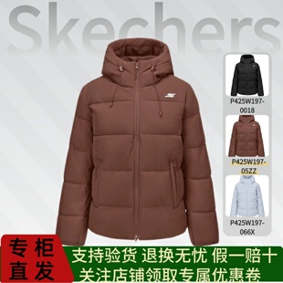 Skechers斯凯奇秋冬连帽裥棉轻盈防泼水保暖锁温女款棉服P425W197