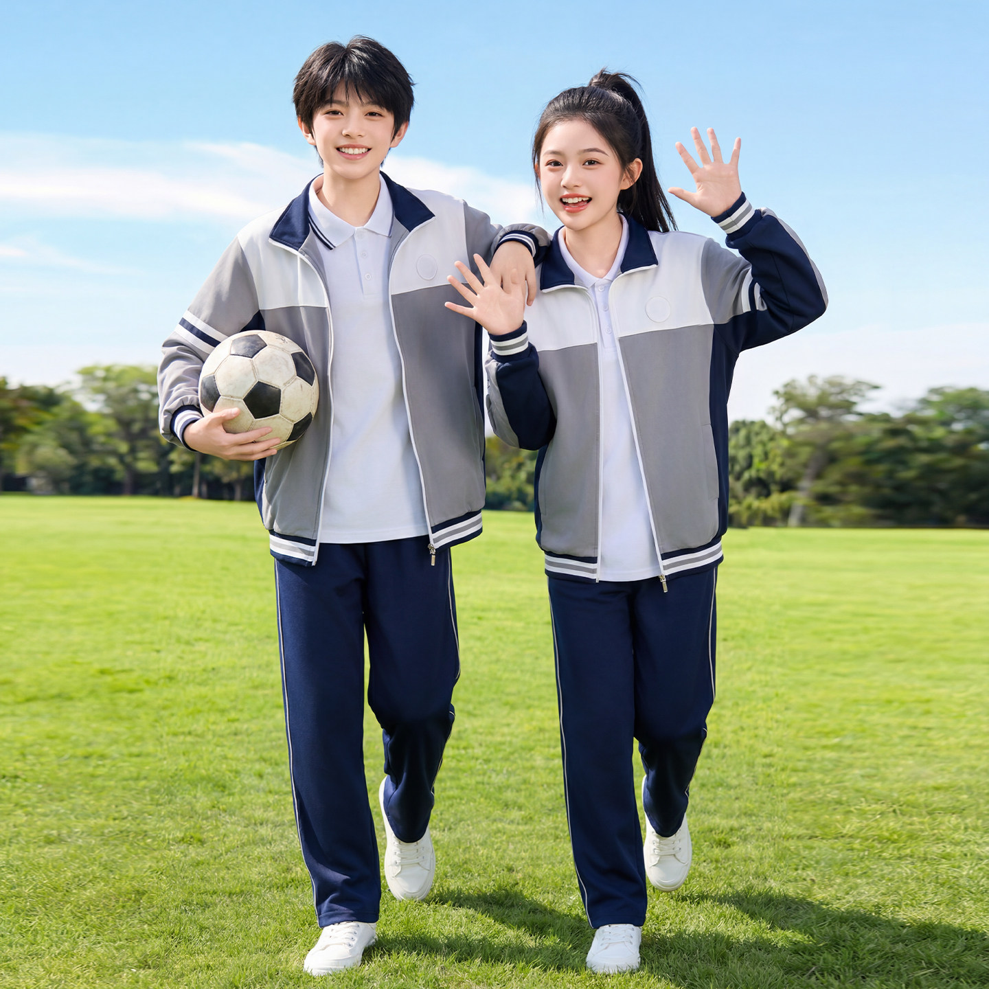 鞍山市初中生统一校服短袖运动装图片