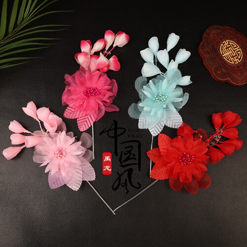 京剧戏曲包头饰鬓花青衣花旦小姐头花戏剧丫鬟旦角新款大单朵边花