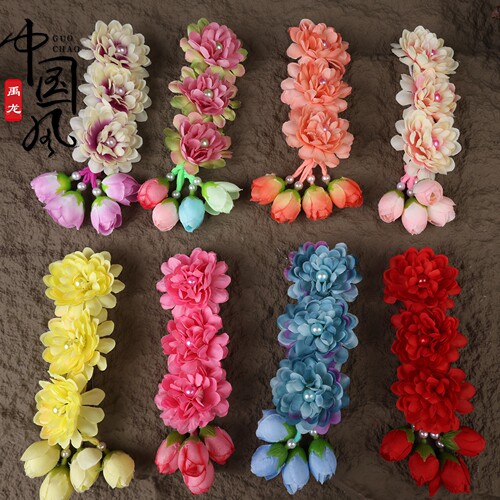 新款戏曲三连朵头花鬓花