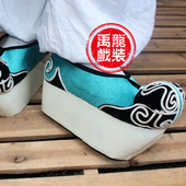 禹龍戏曲服京剧越剧黄梅戏古代靴木底蓝色云头小生鞋 登云履毛头靴