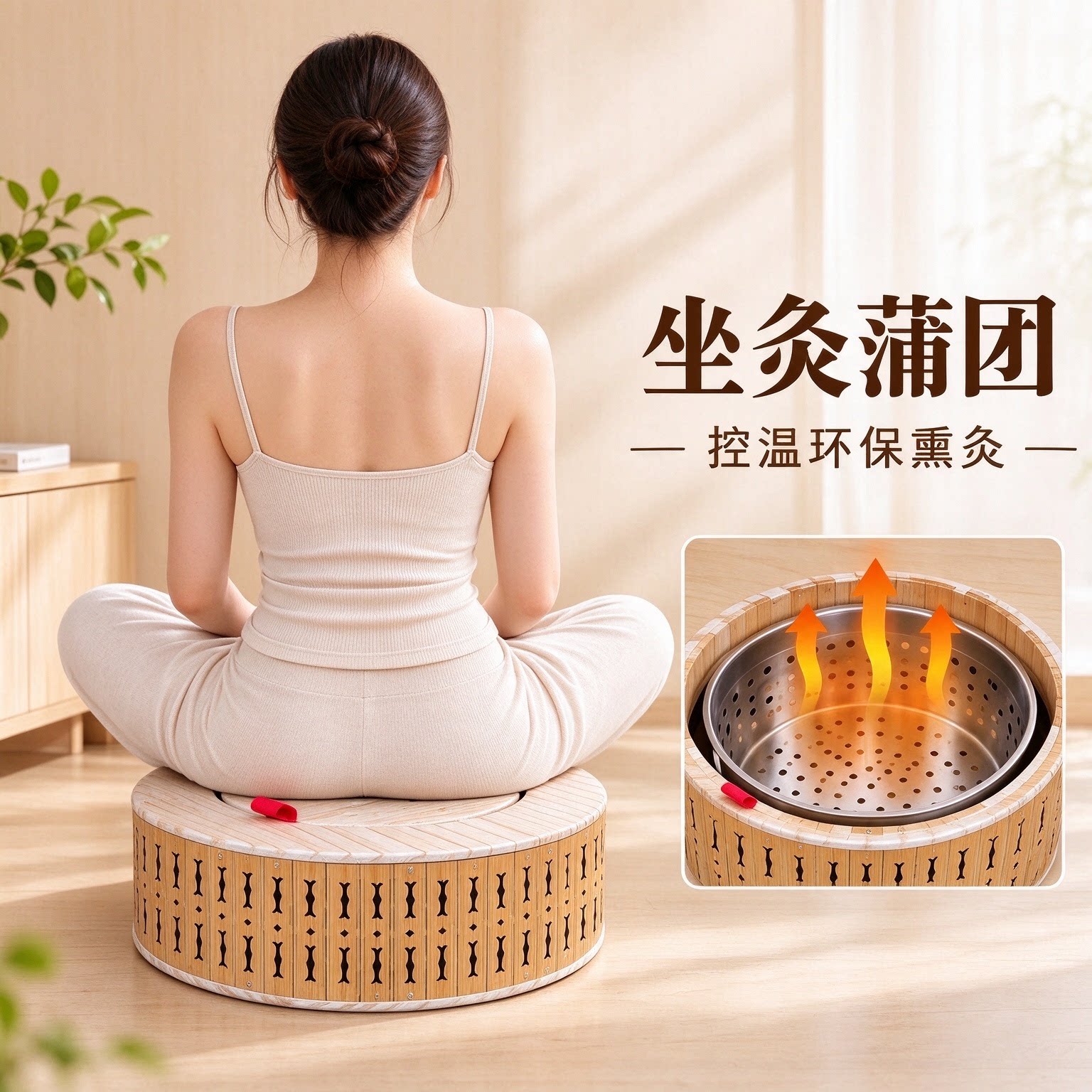 挚艾一生坐灸仪按摩温熏调理器坐灸仪器艾灸盒家用臀部蒲团艾灸