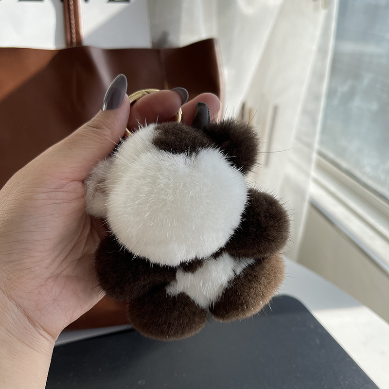 【可爱小牛】水貂毛奶牛车钥匙扣挂件毛绒玩偶包包包挂饰礼物批发