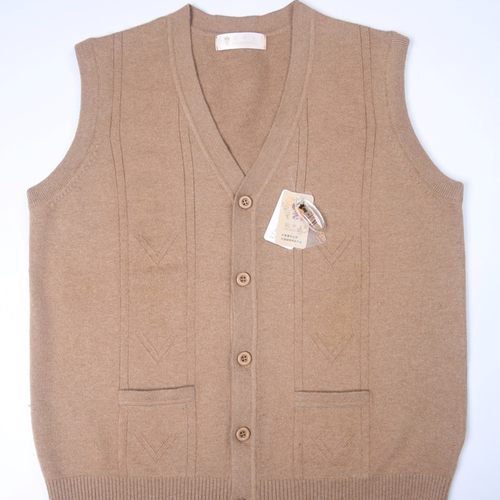 驼绒开襟马夹（男款）阿拉善骆驼绒制品 秋冬背心马夹针织v领