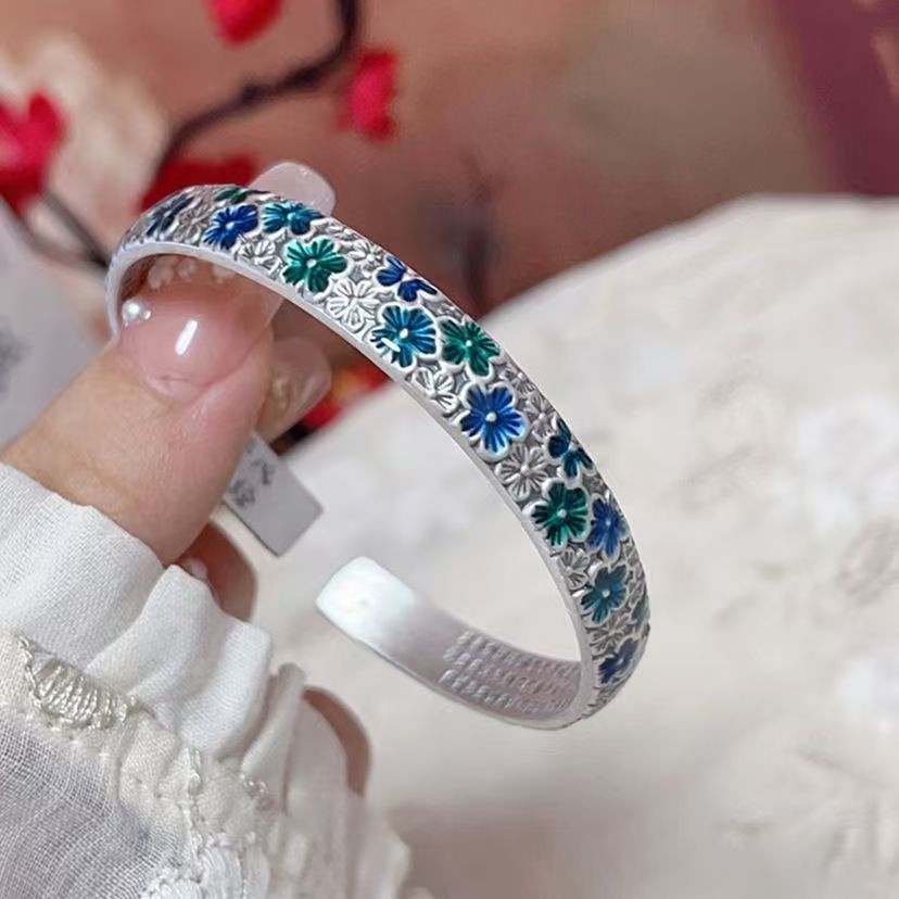 梅花浮雕心经手镯三生  母亲节日送妈妈奶奶长辈生日礼物