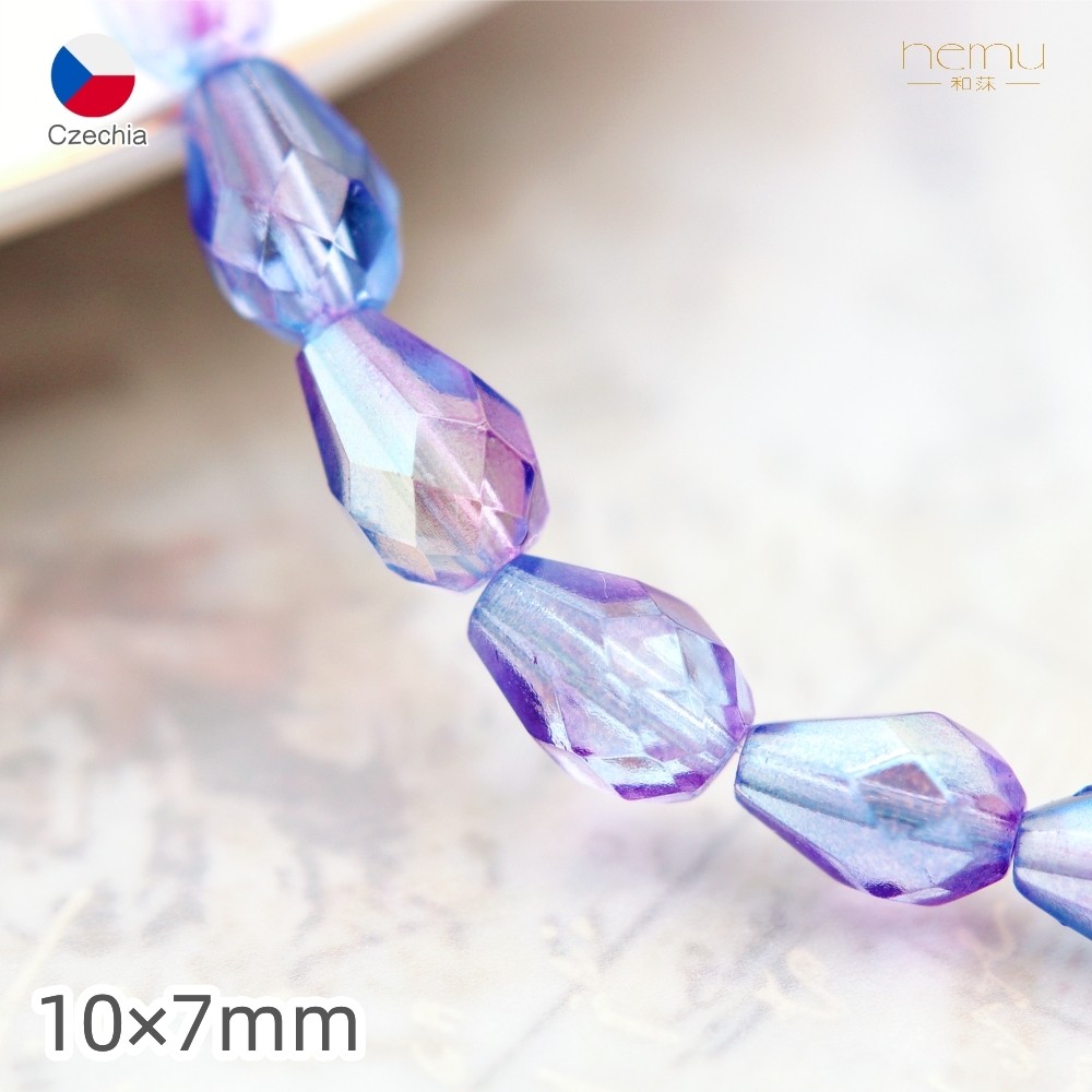 捷克进口 10&times;7mm梨形水滴火抛光琉璃散珠手工串珠diy饰品配件