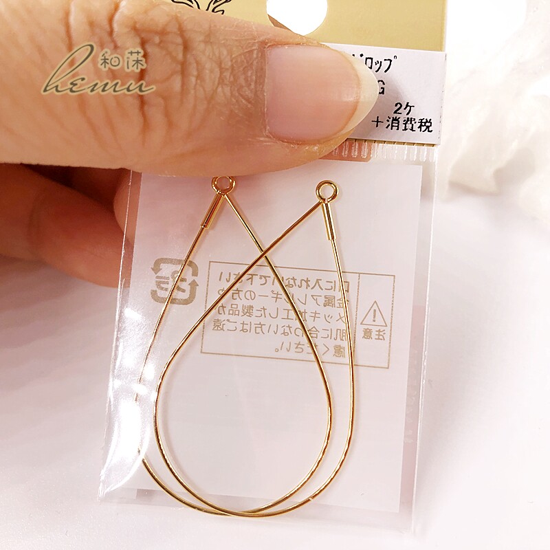 diy饰品配件 日本进口贵和kiwa不变形水滴型穿珠挂钩耳环吊坠金银