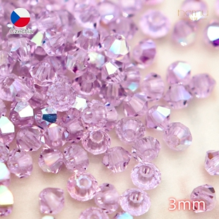 捷克进口 3mm宝仕奥莎AB彩菱形珠双锥水晶玻璃串珠diy饰品配件