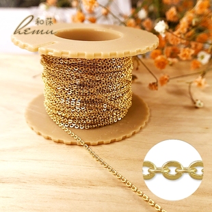 diy饰品配件 日本进口贵和kiwa镀金椭圆O字项链手链万用细链条3种