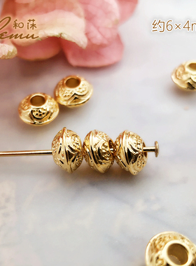 diy饰品配件 日本贵和kiwa飞碟形欧式花纹设计6mm大孔隔珠垫片L16