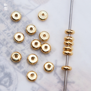 diy饰品配件 铜镀金扁圆光滑圆边小孔隔珠垫片散珠手链串珠间隔珠