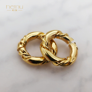 diy饰品配件铜镀金扭曲结设计麻花纹开口挂环金属圆圈diy饰品配件
