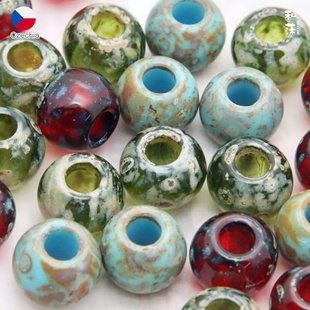 捷克进口 12mm毕加索2/0圆珠大孔串珠散珠手链项链diy饰品配件