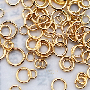 diy饰品配件 18K黄铜包金电镀开口圈连接圈挂环圆形手作基础辅料