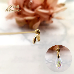 18K包金电镀迷你光面宝石水晶玉石扣吊坠扣瓜子扣5mm diy饰品配件