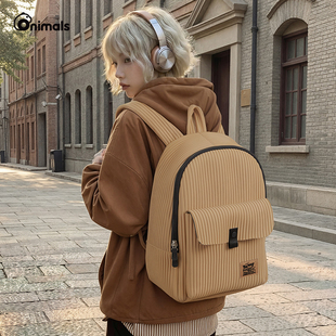 onimals 时尚潮流双肩包女大学生轻便通勤书包大容量旅游电脑背包