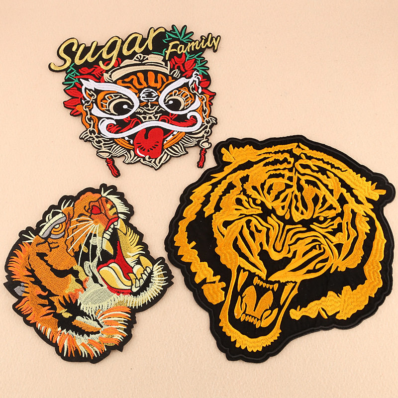 虎头狮头布贴补丁贴威武大号衣服装饰贴动物图案裤子破洞修补贴花