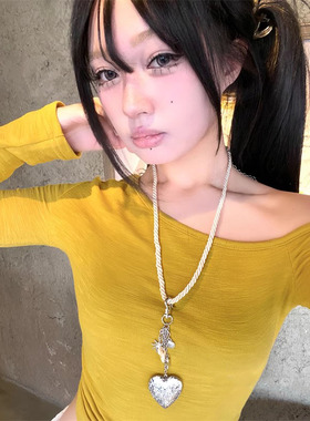 y2k流浪沙丘浮雕爱心项链辣妹甜酷部落风亚文化小众高级氛围感潮