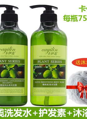 卡伊莲橄榄洗发水沐浴露护发素套装滋润去屑止痒男女家庭装洗发露