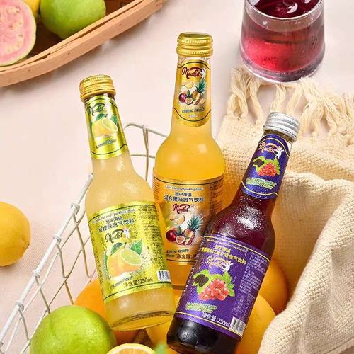 土耳其进口地中海猫含气果味汽水柠檬味碳酸饮料250ml 玻璃瓶