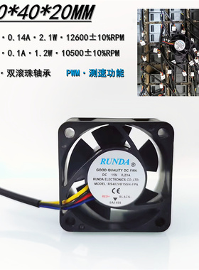 全新原装4020双滚珠轴承15V 12V高转PWM测速4CM主板机箱散热风扇