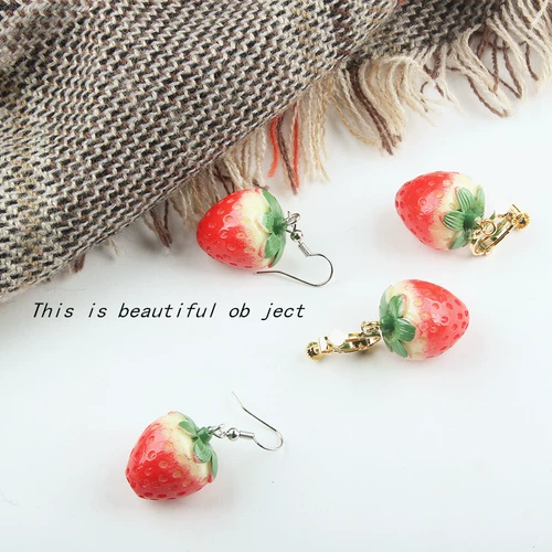 Милая клубника, реалистичный аксессуар с аксессуарами, серьги, «сделай сам»