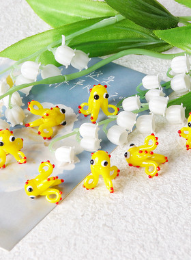 章鱼黄色精致手链串珠琉璃可爱趣味彩色手工DIY耳环耳饰材料配件