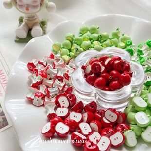 【苹果系列】卡通苹果果核合金配件DIY项链手机链手链挂件材料珠