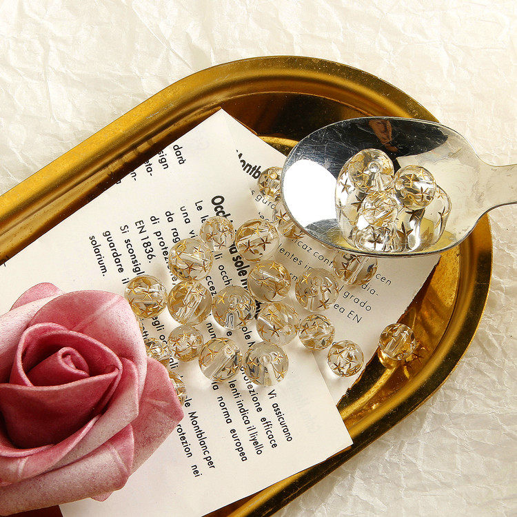 随意喷金斑点透明圆珠diy饰品耳环配件材料