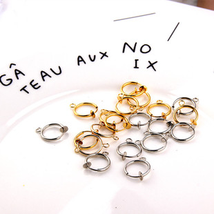 韩式圆形无耳洞无痛弹簧耳夹耳扣带吊 自制diy耳环耳饰挂饰