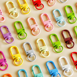 新款日韩合金门扣彩色烤漆虾米扣可爱手工DIY挂件钥匙扣INS吊饰扣