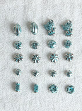 蓝色喷金小花树天使圆珠脂隔珠DIY手作耳环饰品手链项链饰品配件